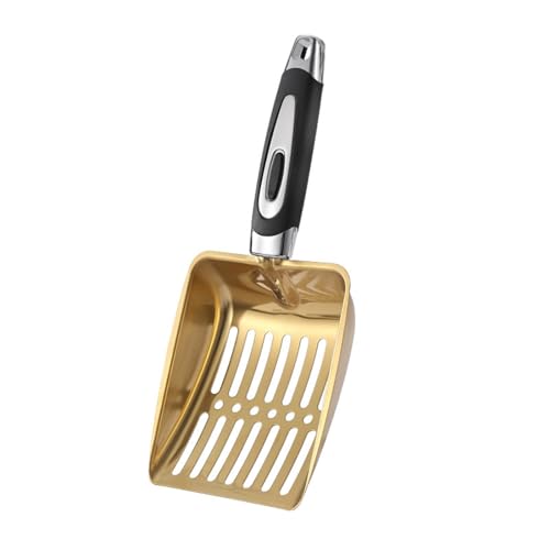 Pffiocix Katzenstreuschaufel, Schaufel, Gummigriff, Metallschaufel, hohl, Kotsieb, ergonomisches Metall Pffiocix Katzenstreuschaufel, Schaufel, Gummigriff, Metallschaufel, hohl, Kotsieb, ergonomisches Metall von Pffiocix