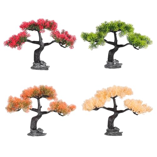 Pffiocix Realistische Kiefernbäume, Aquarien, Dekoration, natürliche Harze, Aquascapes, Ornamente zur Verschönerung von Aquarien, 4 Stück von Pffiocix