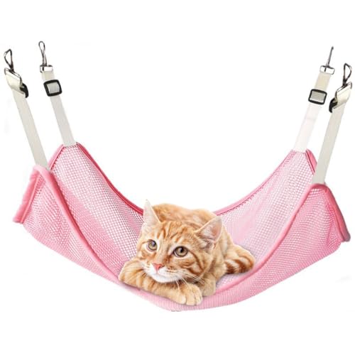 Pffiocix Verstellbares Hängemattenbett für Katzen, für den Innenbereich, für Katzen, Käfig, Schlafbett, Haustier-Sonnenbad-Bett für Käfig, Hängeplatz von Pffiocix