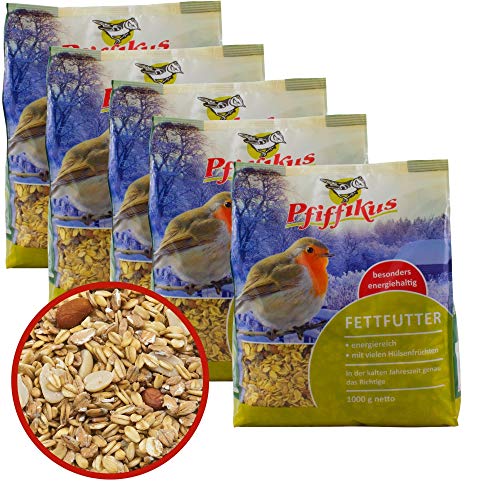 5er Pack Pfiffikus Fettfutter für Wildvögel 5 x 1 KG - Energiereiches Vogelfutter im kalten Winter als Streufutter o. für Vogelfutterhaus, Vogelfutterspender - speziell als Wildvogelfutter Weichfutter 5er Pack Pfiffikus Fettfutter für Wildvögel 5 x 1 KG - Energiereiches Vogelfutter im kalten Winter als Streufutter o. für Vogelfutterhaus, Vogelfutterspender - speziell als Wildvogelfutter Weichfutter von Pfiffikus