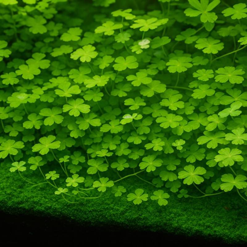 Japan-Kleeblatt, Japanischer dreiteiliger Wassernabel: Hydrocotyle tripartita -Topf- von Pflanzen