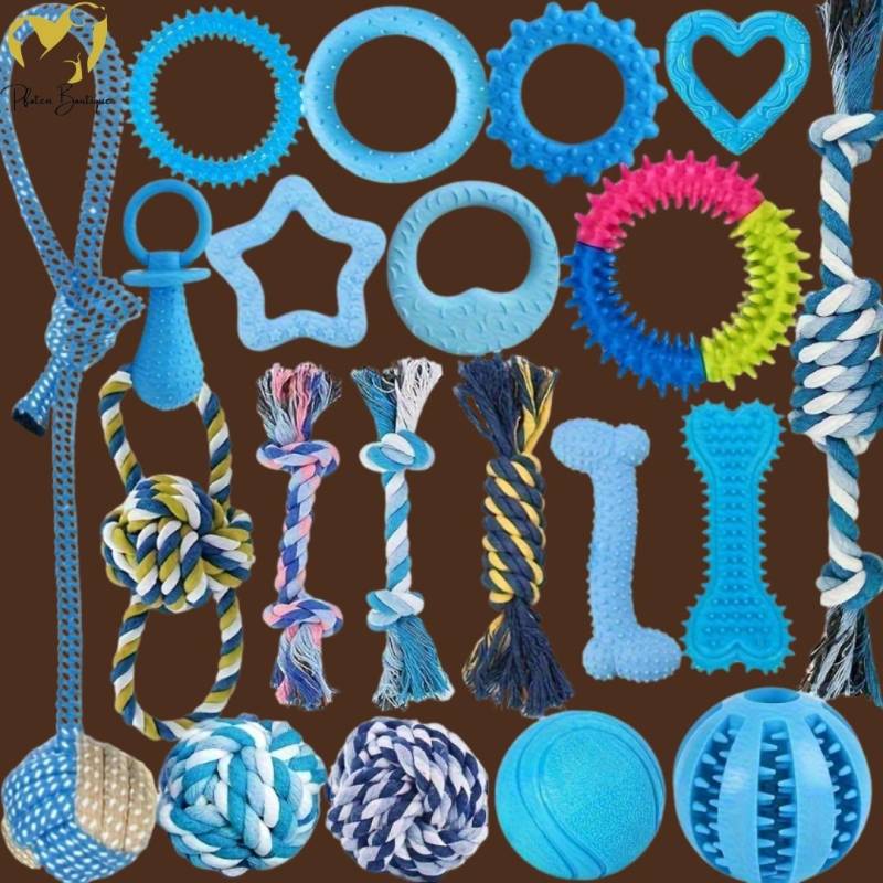 20-teiliges Hundespielzeug Set – Spielspaß & robuste Kauseile für Deinen Hund – Set: 20-Teile von Pfoten-Boutique
