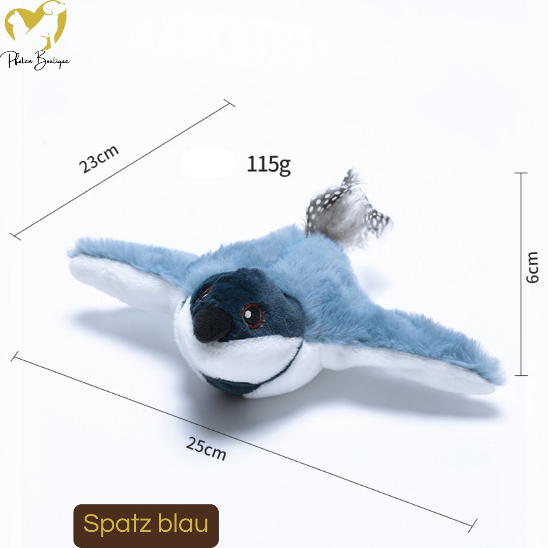 FLATTERNDER VOGEL - Katzenspielzeug mit Flügelschlägen interaktives Plüschtier – Color: Spatz blau FLATTERNDER VOGEL - Katzenspielzeug mit Flügelschlägen interaktives Plüschtier – Color: Spatz blau von Pfoten-Boutique