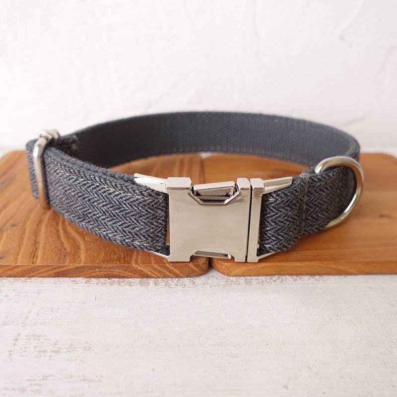 Hundehalsband personalisiert mit hochwertiger Gravur inkl. Leine – grau / XS von Pfoten-Boutique