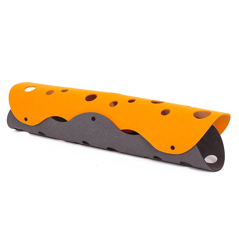 KATZENTUNNEL AUS FILZ - gestalte und verändere es - Kreativität – orange-grau / 65*30cm von Pfoten-Boutique