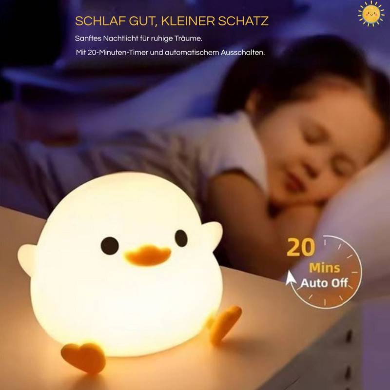 Nachtlicht Ente – Sanftes Dämmerlicht mit Touchsensor, Kabellos & Tragbar für Kinderzimmer von Pfoten-Boutique