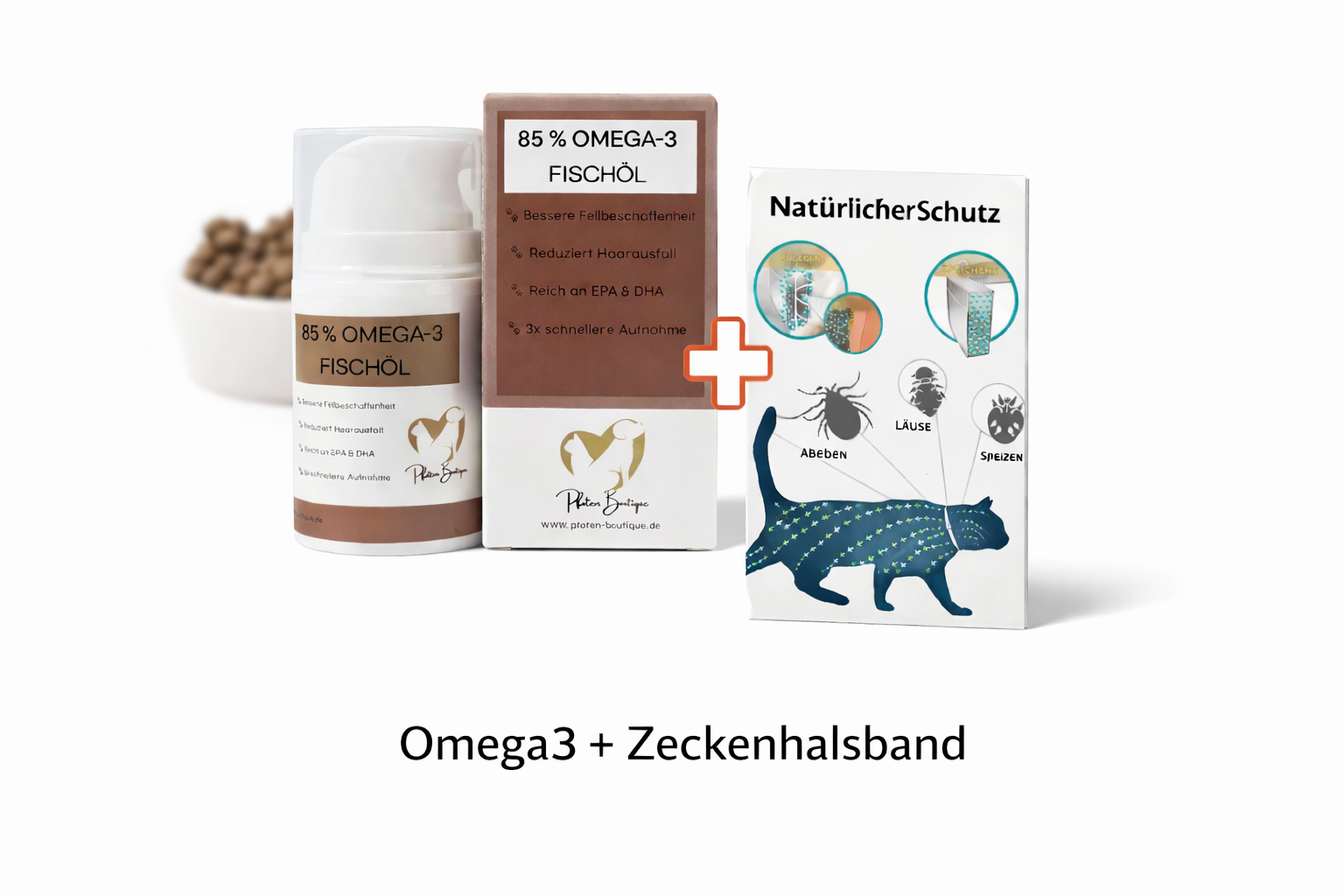 OMEGA-3 Futterergänzung für Katzen & ZECKEN STOPP – 3er-Set / Schwarz von Pfoten-Boutique