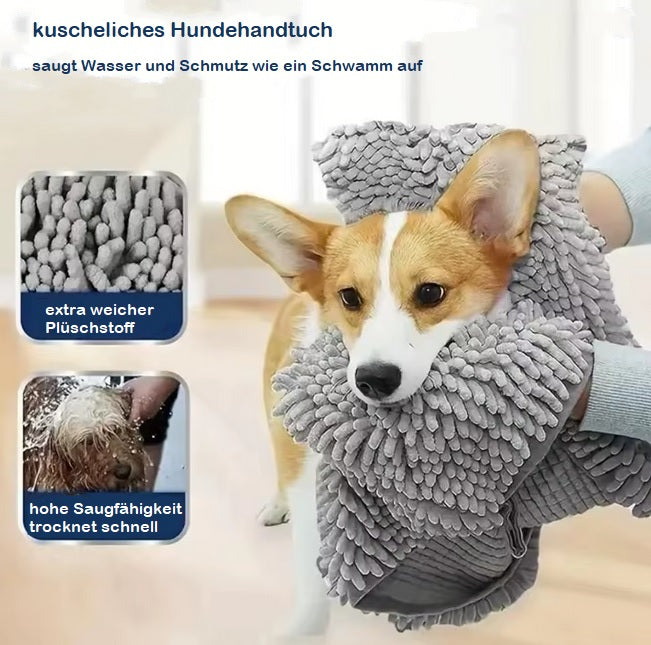 SUPER SAUGSTARKES HUNDEHANDTUCH aus Chenille - wie ein Schwamm – Schnelltrocknend von Pfoten-Boutique