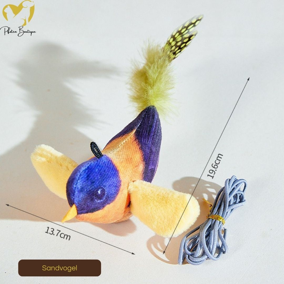 VOGELGESANG - zwitschender Vogel Katzenspielzeug zum Aufhängen – Color: Sandvogel von Pfoten-Boutique