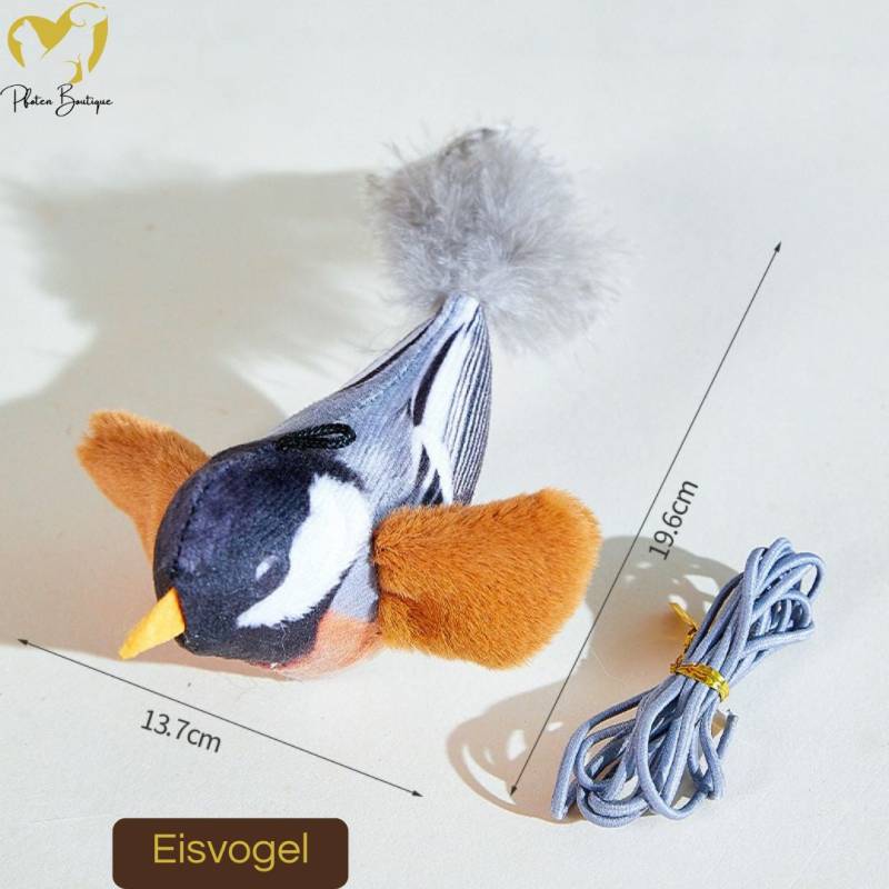 VOGELGESANG - zwitschender Vogel Katzenspielzeug zum Aufhängen – Eisvogel von Pfoten-Boutique