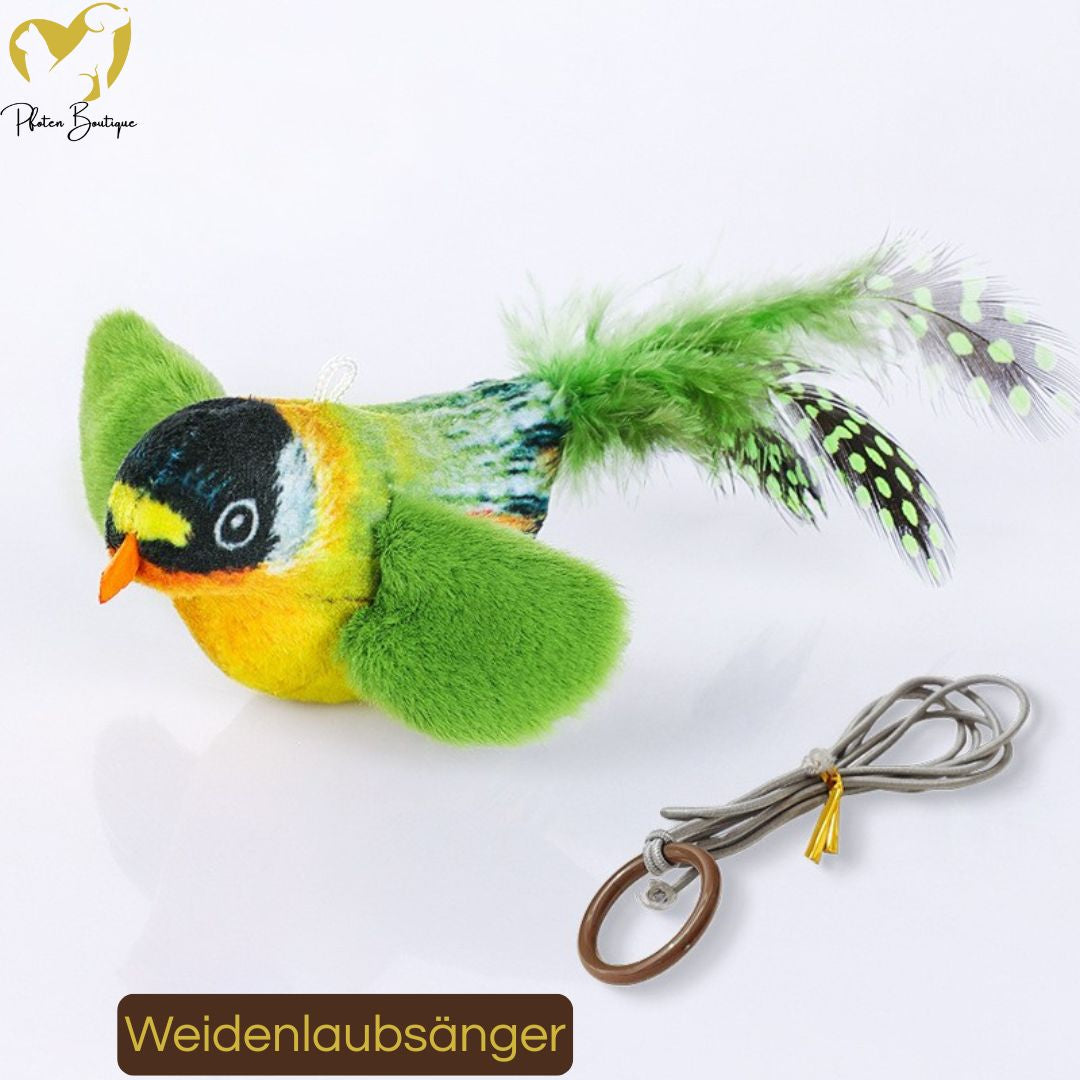VOGELGESANG - zwitschender Vogel Katzenspielzeug zum Aufhängen – Weidenlaubensänger von Pfoten-Boutique