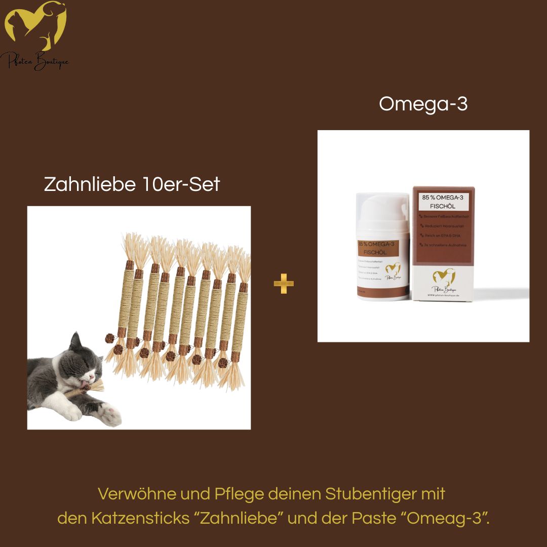 Zahnliebe Katzenzahnpflege plus Omega-3 für gesundes Fell – 10er-Set (am beliebtesten) von Pfoten-Boutique