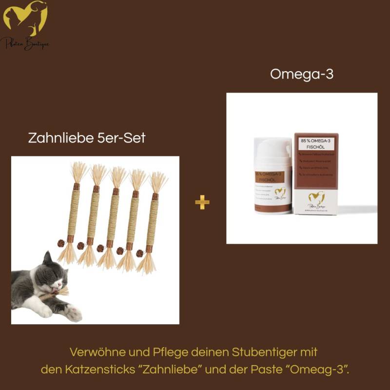 Zahnliebe Katzenzahnpflege plus Omega-3 für gesundes Fell – ZAHNLIEBE - Die Katzen Zahnpflege für gesunde Zähne (Wähle Dein Set): 5er-Set von Pfoten-Boutique