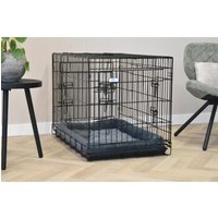 PfotenWunder® Hundekäfig klappbar 107*71*77.5cm, Hundetransportkäfig mit 2 Türen + 1 Abdeckung & 1 Trainingsbuch | Tiertransportbox, Hundetransportbox, Hundebox Auto, Drahtkäfig faltbar mit Bodenschale von PfotenWunder®