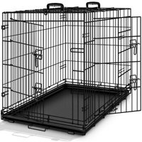 PfotenWunder® Hundekäfig klappbar 122*75.5*84cm, Hundetransportkäfig mit 2 Türen + 1 Abdeckung & 1 Trainingsbuch | Tiertransportbox, Hundetransportbox, Hundebox Auto, Drahtkäfig faltbar mit Bodenschale von PfotenWunder®