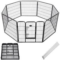 PfotenWunder® Welpenlaufstall 8-teilig, 80cm hoch, 2x2m + 1 Hundebett & 1 Trainingsbuch | Welpenauslauf, Hunde-Laufstall faltbar mit Tür, Tierlaufstall indoor outdoor wetterfest von PfotenWunder®