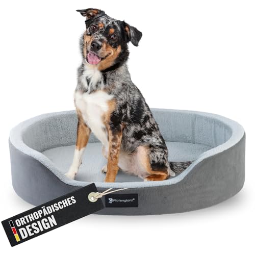 Pfotenglanz Orthopädisches Hundebett Hundekorb mittelgroße Hunde Hundekissen waschbar mit Kaltschaum Matratze in grau. 85x65 cm Hundesofa rutschfest Körbchen Hund Tier Kuschelbett flauschig rund (S) Pfotenglanz Orthopädisches Hundebett Hundekorb mittelgroße Hunde Hundekissen waschbar mit Kaltschaum Matratze in grau. 85x65 cm Hundesofa rutschfest Körbchen Hund Tier Kuschelbett flauschig rund (S) von Pfotenglanz