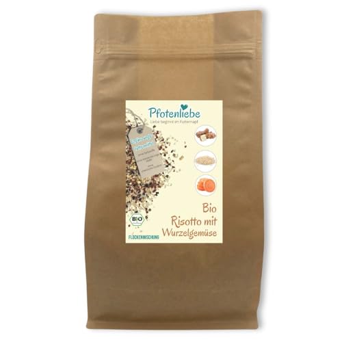 Pfotenliebe getrockneter Bio-Gemüsemix für Hundefutter (Bio-Risotto mit Wurzelgemüse), 100% feine Gemüseflocken, Barf Zusatz, 500g von Pfotenliebe