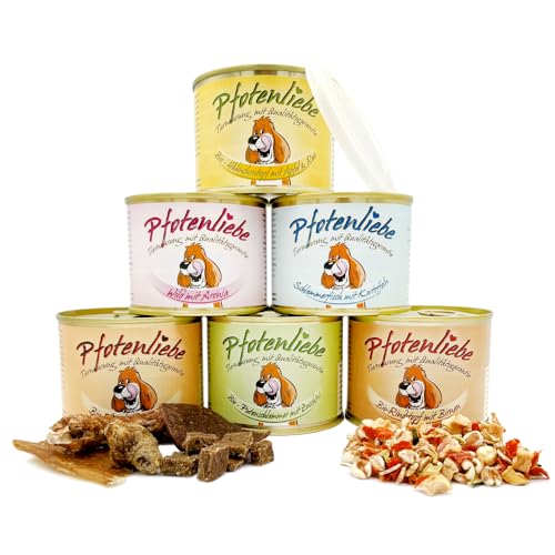 Pfotenliebe Bio-Hundefutter, Schnupperpaket mit verschiedenen Sorten, ausgezeichnete Bio Qualität seit 2007, 6x200g von Pfotenliebe