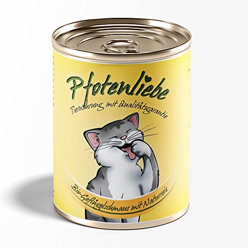 Pfotenliebe® Bio-Nassfutter für Katzen, Bio-Geflügelschmaus mit Naturreis, natürlich ohne Chemie und mit Qualitätsgarantie, für Jede Altersstufe geeignet,1x 400g von Pfotenliebe
