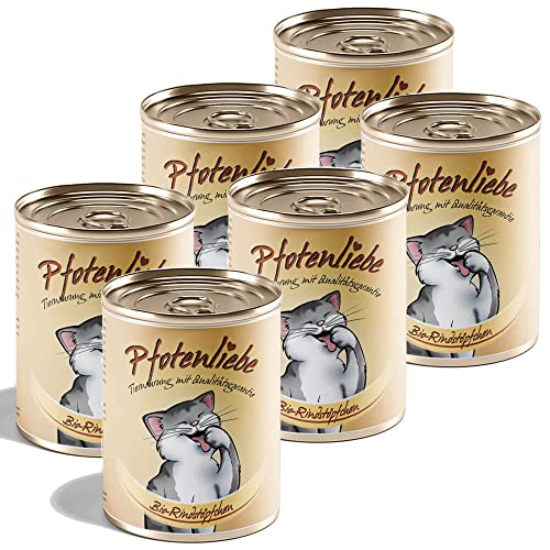 Pfotenliebe Bio-Nassfutter für Katzen, Bio-Rindstöpfchen, natürlich ohne Chemie und mit Qualitätsgarantie, hochverträglich, für jedes Alter geeignet, 6 x 400g (Dose) von Pfotenliebe