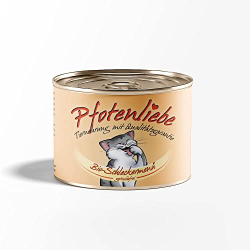 Pfotenliebe Bio-Nassfutter für Katzen, Bio-Schleckermenü, natürlich ohne Chemie und mit Qualitätsgarantie, getreidefrei, 200g (Dose) von Pfotenliebe