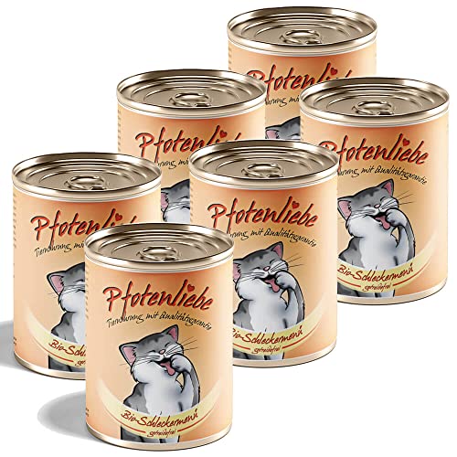Pfotenliebe Bio-Nassfutter für Katzen, Bio-Schleckermenü, natürlich ohne Chemie und mit Qualitätsgarantie, getreidefrei, 6X 400g (Dose) von Pfotenliebe