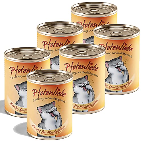 Bio Katzenfutter | Buntes Bio-Fleischtöpfchen | mit Qualitätsgarantie | Natürlich ohne Chemie | Machen Sie Ihre Katze glücklich! | 400g (6X 400g) von Pfotenliebe