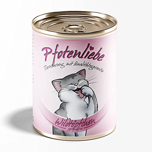 Pfotenliebe® Bio-Nassfutter für Katzen mit Qualitätsgarantie, Wildtöpfchen, 1 x 400g (Dose), natürlich ohne Chemie, getreidefrei, hochverträglich, für jedes Alter geeignet von Pfotenliebe