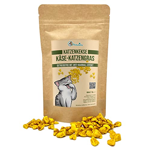 Pfotenliebe Katzenleckerlies, kleine Kekse, Käse & Katzengras, Getreidefrei mit Anti-Haarball-Effekt, 70g Pfotenliebe Katzenleckerlies, kleine Kekse, Käse & Katzengras, Getreidefrei mit Anti-Haarball-Effekt, 70g von Pfotenliebe