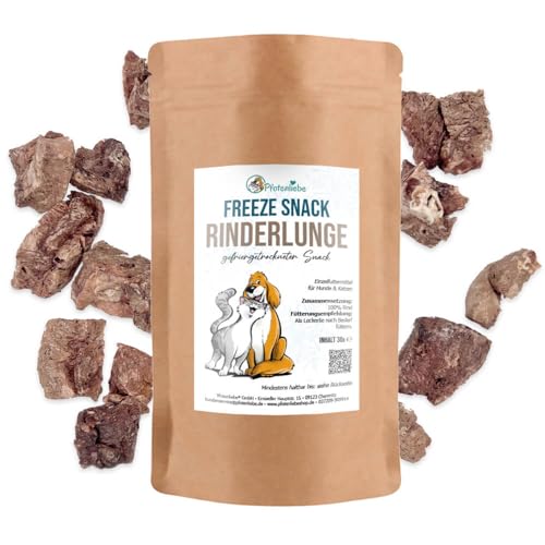 Pfotenliebe gefriergetrocknete Rinderlunge, Snacks für Katzen & Hunde, 30g von Pfotenliebe