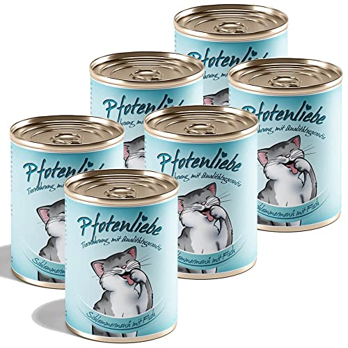 Katzenfutter | Schlemmermenü mit Fisch | mit Qualitätsgarantie | Natürlich ohne Chemie | Machen Sie Ihre Katze glücklich! | 400g (6X 400g) von Pfotenliebe