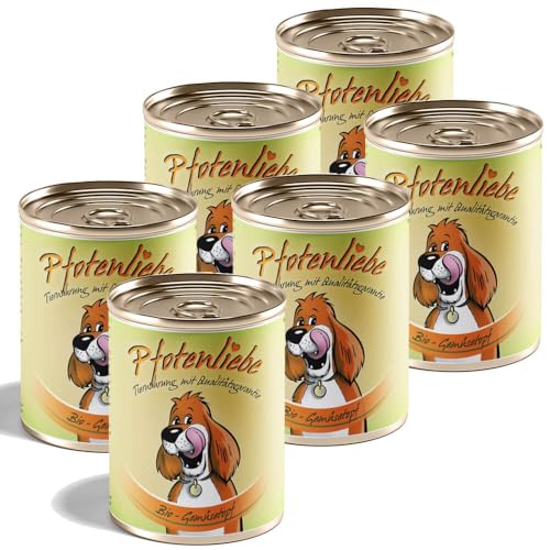 Pfotenliebe® Bio-Nassfutter für Hunde, Bio-Gemüsetopf, mit Qualitätsgarantie, natürlich ohne Chemie, schonend in der Dose gegart, auch geeignet als Zugabe bei der Rohfütterung, 6 x400g (Dose) von Pfotenliebe