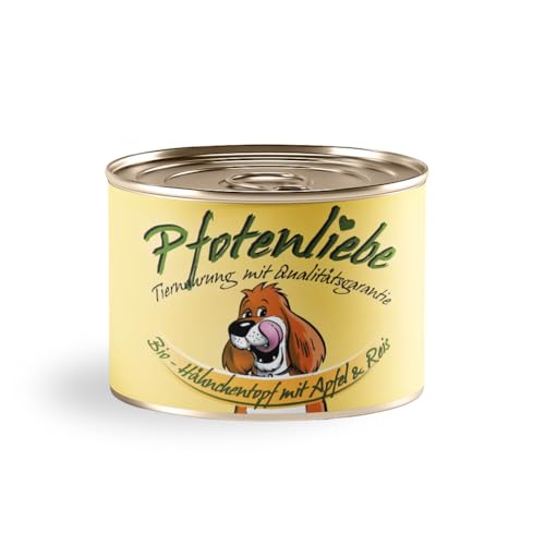 Pfotenliebe® Bio-Nassfutter für Hunde, Bio-Hähnchentopf mit Apfel und Naturrreis, natürlich ohne Chemie und mit Qualitätsgarantie, 200g (Dose) von Pfotenliebe