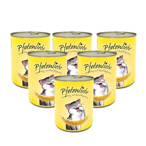 Pfotenliebe® Bio-Nassfutter für Katzen, Bio-Geflügelschmaus mit Naturreis, natürlich ohne Chemie und mit Qualitätsgarantie, für Jede Altersstufe geeignet, 6X 800g von Pfotenliebe