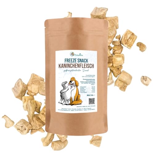 Pfotenliebe® gefriergetrocknetes Kaninchenfleisch, Snacks für Katzen & Hunde, 40g, gesunder Snack mit besonders viel B-Vitaminen und Eisen von Pfotenliebe
