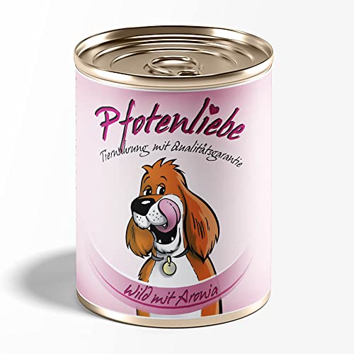 Pfotenliebe® Bio-Nassfutter für Hunde, Wild mit Aronia, natürlich ohne Chemie und mit Qualitätsgarantie, getreidefrei, 1x 400g (Dose) von Pfotenliebe