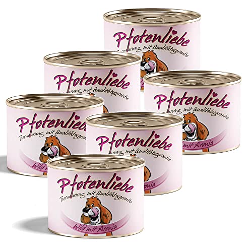 Pfotenliebe® Bio-Nassfutter für Hunde, Wild mit Aronia, natürlich ohne Chemie und mit Qualitätsgarantie, getreidefrei, 6 x200g (Dose) von Pfotenliebe