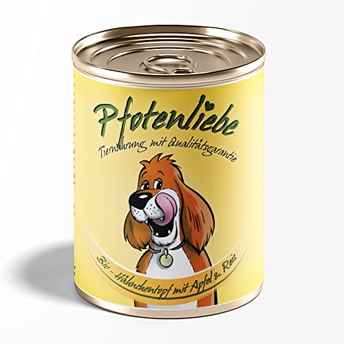 Pfotenliebe Bio Hundefutter nass | Bio-Hähnchentopf mit Apfel und Naturrreis | mit Qualitätsgarantie | Natürlich ohne Chemie | Machen Sie Ihren Hund glücklich! | 400g (1x 400g) von Pfotenliebe