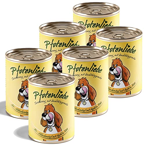 Pfotenliebe® Bio-Nassfutter für Hunde, Bio-Hähnchentopf mit Apfel und Naturrreis, natürlich ohne Chemie und mit Qualitätsgarantie, 6 x 400g (Dose) von Pfotenliebe
