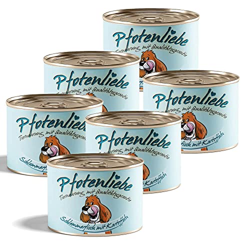 Pfotenliebe® Bio-Nassfutter für Hunde, Schlemmerfisch mit Kartoffeln, natürlich ohne Chemie und mit Qualitätsgarantie, getreidefrei, 6 x200g, Dose von Pfotenliebe