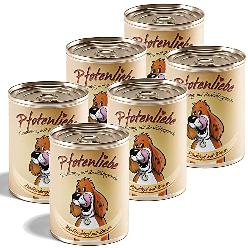 Pfotenliebe® Bio-Nassfutter für Hunde, Bio-Rindstopf mit Birnen, natürlich ohne Chemie und mit Qualitätsgarantie, getreidefrei, 6 x400g (Dose) von Pfotenliebe