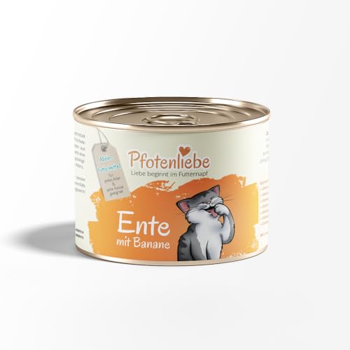 Pfotenliebe Bio-Nassfutter für Katzen, Bio-Ente mit Banane, 1x 200g (Dose), getreidefrei, hochverträglich, für jedes Alter geeignet von Pfotenliebe