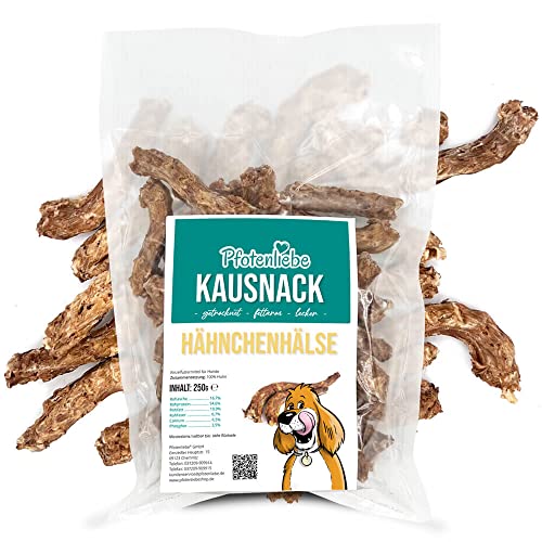 Pfotenliebe Kausnack für Hunde, getrocknete Hähnchenhälse, fettarm, Qualität aus Metzgerhand, 250g von Pfotenliebe
