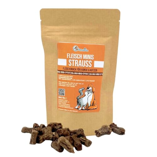 Pfotenliebe Leckerlies für Katzen und Hunde, Fleisch Minnis, Strauss, 100g von Pfotenliebe