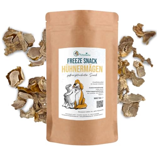 Pfotenliebe getrockente Snacks für Hunde und Katzen, gefriergetrocknete Leckerlies, ideal für kleine und mittelgroße Hunde und Katzen jeder Größe, Verschiedene Geschmacksrichtungen (Hühnermägen) von Pfotenliebe