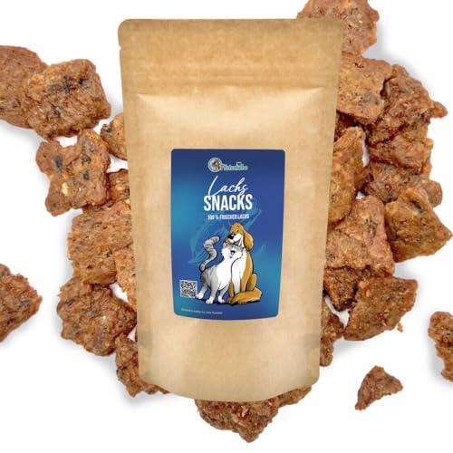 Pfotenliebe knusprige Lachssnacks, getreidefreie Leckerlies für Katzen und Hunde, 100% Lachs, 120g von Pfotenliebe