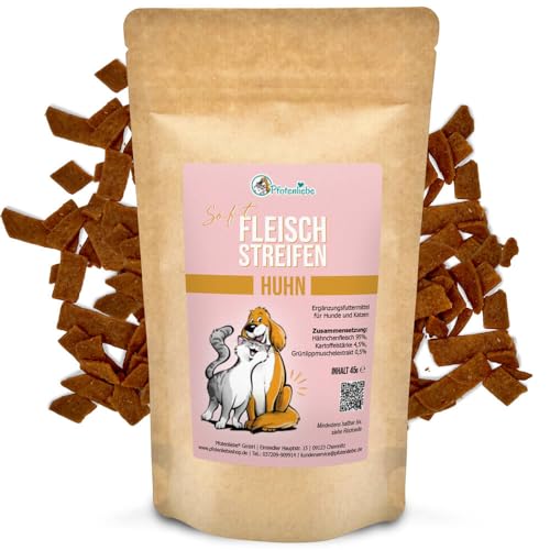 Soft Fleischstreifen, weiche Snacks für Hunde und Katzen, 45g, Monoprotein, Huhn von Pfotenliebe