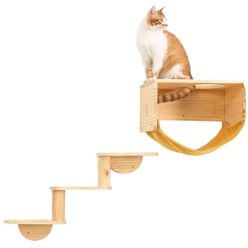 Pfotenolymp Katzen Klettern Wall Lounge mit Leiter - Wandmontiertes Katzenmöbel für Indoor-Aktivitäten, Klettern und Ausruhen - Robuste Konstruktion, 3-teiliges Set für Katzenspaß Pfotenolymp Katzen Klettern Wall Lounge mit Leiter - Wandmontiertes Katzenmöbel für Indoor-Aktivitäten, Klettern und Ausruhen - Robuste Konstruktion, 3-teiliges Set für Katzenspaß von Pfotenolymp