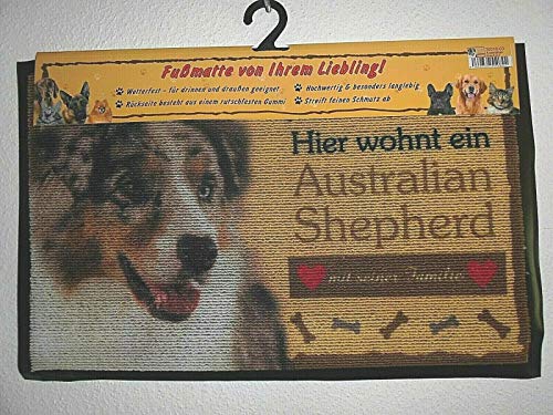 Türvorleger Fußmatte SCHÄFERHUND WEIß wetterfest Hund Dog 47 Fußabtreter